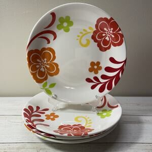 TarHong Melamine Salad Plates 4 Piece Set Floral Design 8.5" Excellent